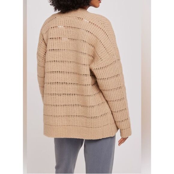 Spiritual Gangster Brown tan merino wool blend open front knit cardigan sweater - Picture 8 of 8